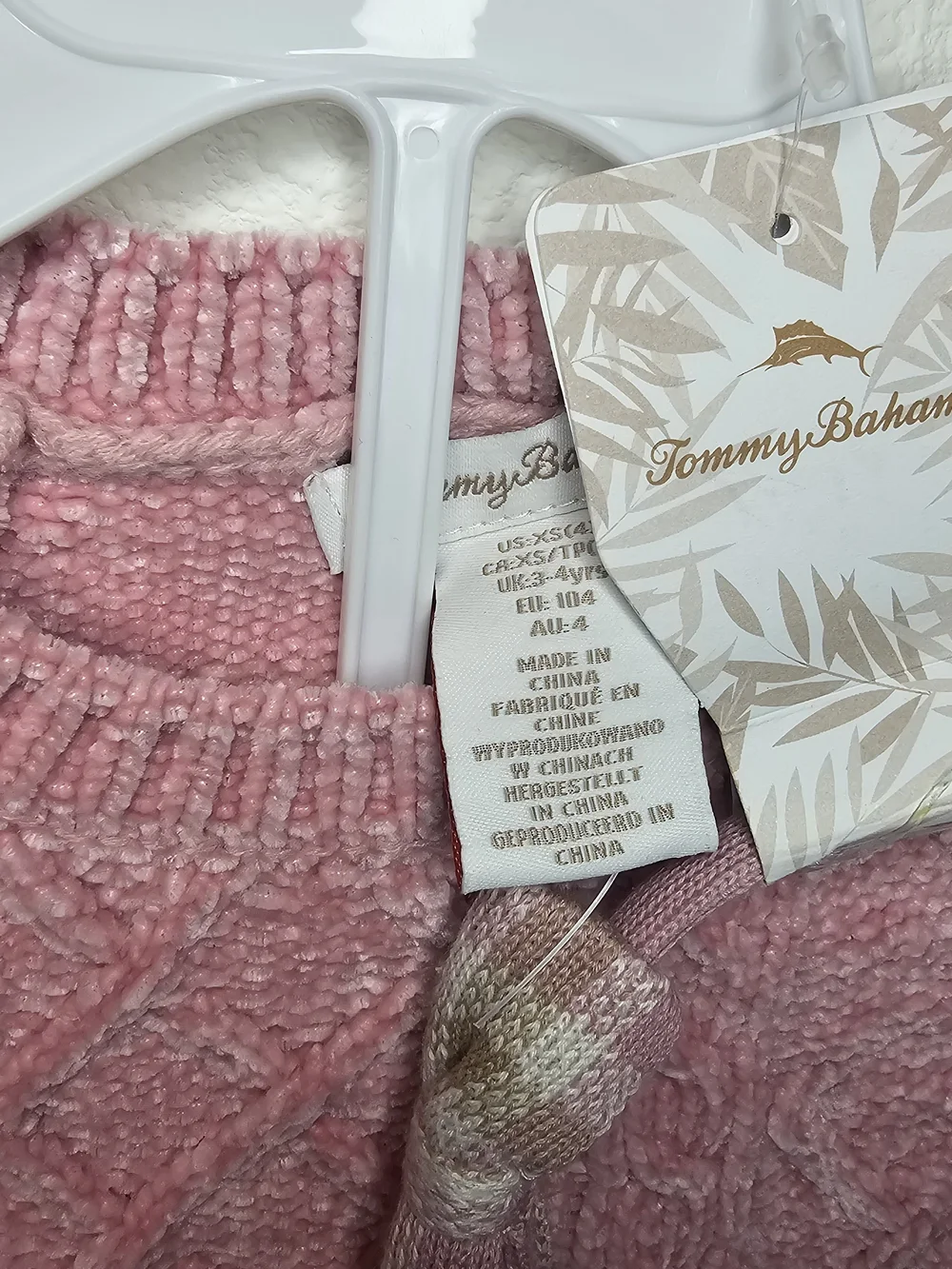 Tommy Bahama Pink Cable Knit Sweater Dress with Plaid Skirt and Headband